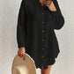 White Long Sleeve Oversized Button Beach Cover-Up Shirt