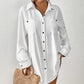 V-Neck Long Sleeve White Beach Cover-Up Shirt