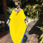 Embroidered V-Neck Chiffon Plus Size Kaftan Cover-Up