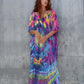 V-Neck Ethnic Print Plus Size Kaftan for Women Beach Cover Up