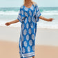 V-Neck Plus Size Caftan Swimsuit Cover Up with Side Split