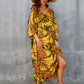 Women's Leaf Print V-Neck Maxi Beach Caftan Cover Up