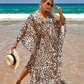 Plus Size Zebra Print Beach Caftan Dress