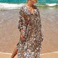 Plus Size Zebra Print Beach Caftan Dress