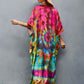 V-Neck Ethnic Print Plus Size Kaftan for Women Beach Cover Up