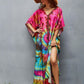 V-Neck Ethnic Print Plus Size Kaftan for Women Beach Cover Up