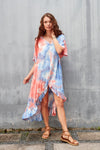 Loose Tie-Dye V-Neck Beach Kaftans for Women