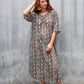 Women's V-Neck Snake Print Beach Kaftan Cover Up with Side Split