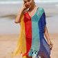 V-Neck Crochet Tassel Coverups - Women's Swimwear