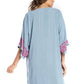 Embroidered V-Neck Beach Kaftan Short Sleeve Swimsuit Cover Up