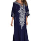 Embroidered V-Neck Beach Kaftan Short Sleeve Swimsuit Cover Up