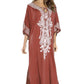 Embroidered V-Neck Swimsuit Cover Up Short Sleeve Beach Kaftan