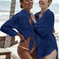 Women's Long Sleeve Button-Down Beach Shirt Cover Up
