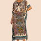 V-Neck Print Beach Caftan for Women with Side Split