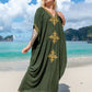 V Neck Beach Kaftan: Sexy Short Sleeve Swimsuit Cover Up