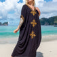 V Neck Beach Kaftan: Sexy Short Sleeve Swimsuit Cover Up