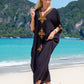 V Neck Beach Kaftan: Sexy Short Sleeve Swimsuit Cover Up