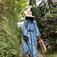 Dark Blue Tie Dye Kimono Cover-Up for Women