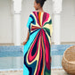 Print Long Kaftan Dress - Women's Beach Loungewear