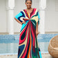 Print Long Kaftan Dress - Women's Beach Loungewear
