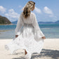 Women's Rose Dot Print Swimsuit Cover Up Kimono with Belt
