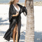 Women's Rose Dot Print Swimsuit Cover Up Kimono with Belt