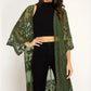 Mesh Embroidered Kimono Cardigan: Women's 3/4 Sleeve Cover Up