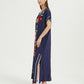 Embroidered V-Neck Swimsuit Cover Up Short Sleeve Beach Kaftan