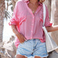 Pink Button Down Swimsuit Cover Up - Women's Beachwear