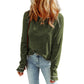 Cyenal Burgundy Waffle Texture Top for Women, Cozy Long Sleeve Pullovers, Versatile Loungewear Tops as Clothing for Daily Casual Wear