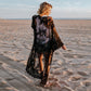 Women's 3/4 Sleeve Mesh Embroidered Beach Kimono Cover-Up