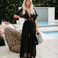 Short Sleeve Lace-Up Kimono Cardigans Women's Beach Cover Up