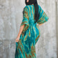 Plus Size Stripe Print V-Neck Beach Kaftan Cover-Up