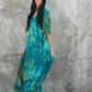 Plus Size Stripe Print V-Neck Beach Kaftan Cover-Up