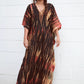 Plus Size Stripe Print V-Neck Beach Kaftan Cover-Up