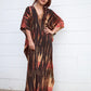 Plus Size Stripe Print V-Neck Beach Kaftan Cover-Up