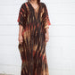 Plus Size Stripe Print V-Neck Beach Kaftan Cover-Up