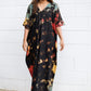 Plus Size Stripe Print V-Neck Beach Kaftan Cover-Up