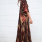 Plus Size Stripe Print V-Neck Beach Kaftan Cover-Up