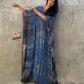 Plus Size Stripe Print V-Neck Beach Kaftan Cover-Up