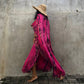 Plus Size Stripe Print V-Neck Beach Kaftan Cover-Up