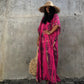 Plus Size Stripe Print V-Neck Beach Kaftan Cover-Up