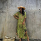Plus Size Stripe Print V-Neck Beach Kaftan Cover-Up