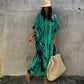 Plus Size Stripe Print V-Neck Beach Kaftan Cover-Up