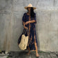 Plus Size Stripe Print V-Neck Beach Kaftan Cover-Up