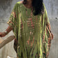Plus Size Stripe Print V-Neck Beach Kaftan Cover-Up