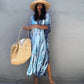 Plus Size Stripe Print V-Neck Beach Kaftan Cover-Up