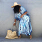 Plus Size Stripe Print V-Neck Beach Kaftan Cover-Up