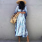 Plus Size Stripe Print V-Neck Beach Kaftan Cover-Up