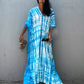 Plus Size Stripe Print V-Neck Beach Kaftan Cover-Up